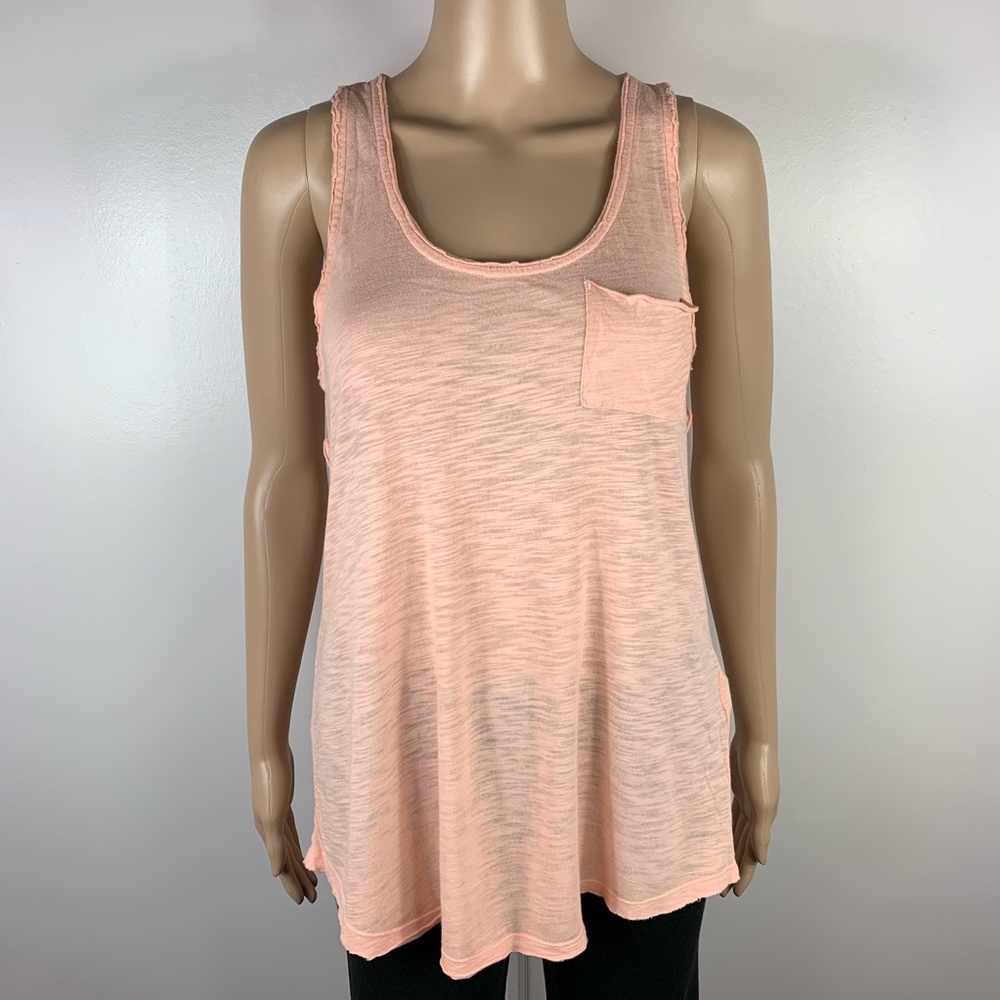 LUCKY LOTUS Small Peach Pocket Racerback Tank Top